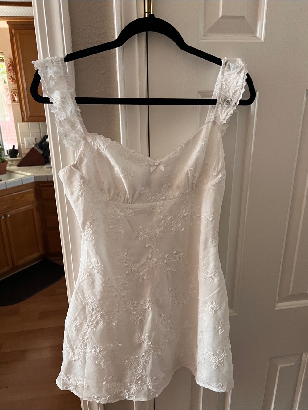 Princess Polly White Lace-Embroidered Mini Slip Dress